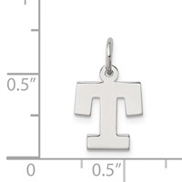 Sterling Silver Rhodium-plated Block Letter T Initial Charm view 3