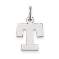 Sterling Silver Rhodium-plated Block Letter T Initial Charm view 1