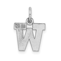 Sterling Silver Rhodium-plated Block Letter W Initial Charm view 3