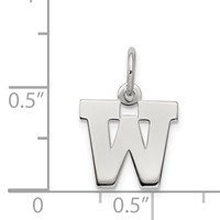 Sterling Silver Rhodium-plated Block Letter W Initial Charm view 4