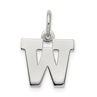 Sterling Silver Rhodium-plated Block Letter W Initial Charm view 1