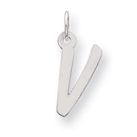 Sterling Silver Medium Initial V Charm view 1