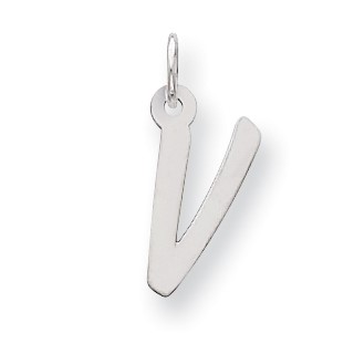 Sterling Silver Medium Initial V Charm