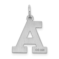 Sterling Silver Rhodium-plated Block Letter a Initial Charm view 3