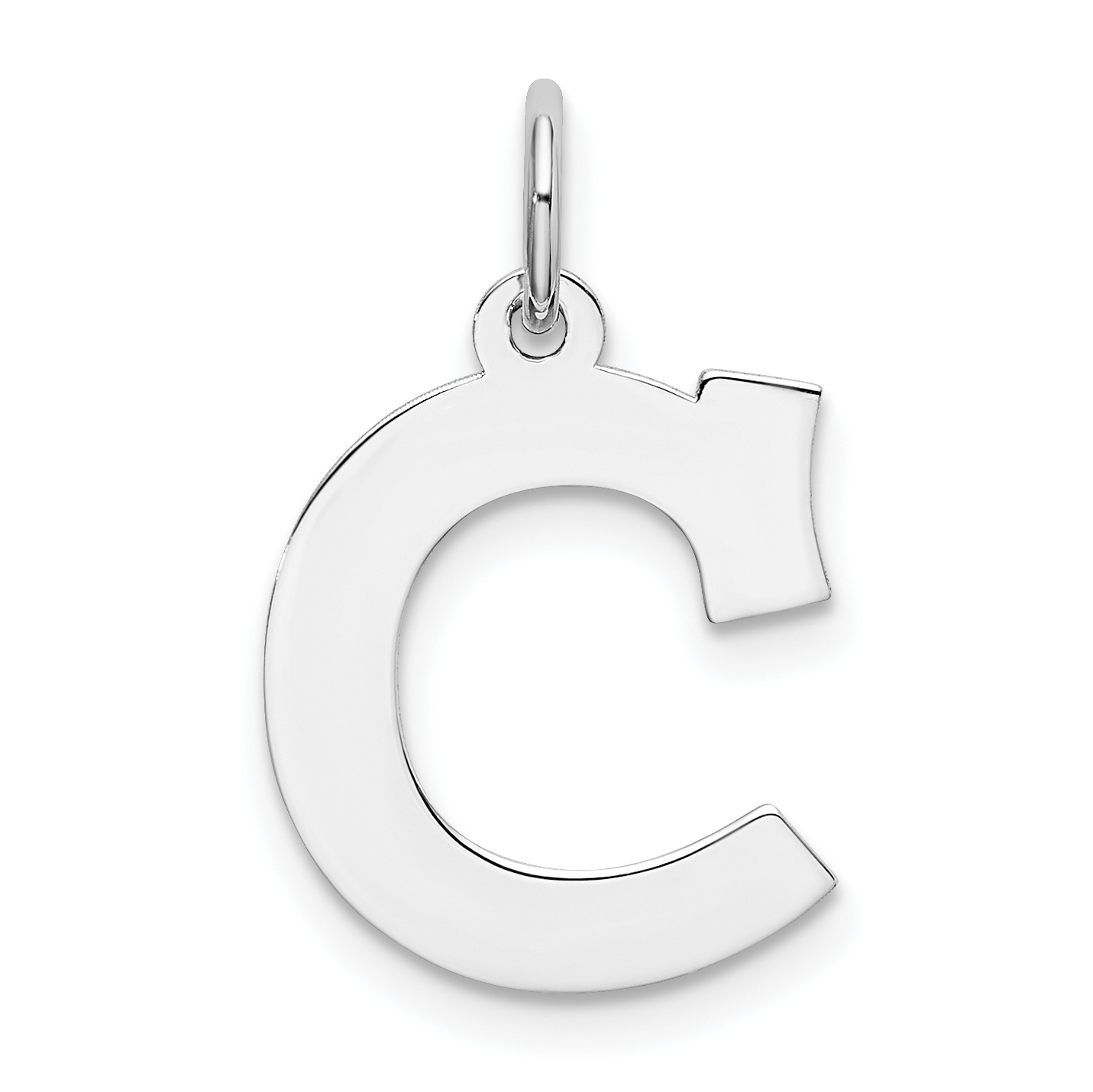 Sterling Silver Rhodium-plated Block Letter C Initial Charm (QC5095C)