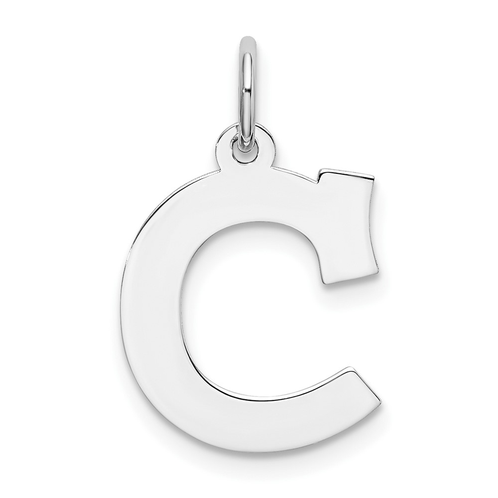 Sterling Silver Rhodium-plated Block Letter C Initial Charm (QC5095C)