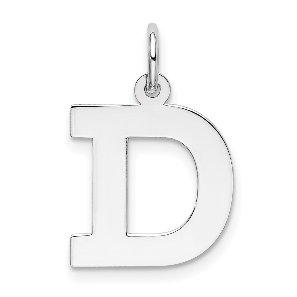 Sterling Silver Rhodium-plated Block Letter D Initial Charm (QC5095D)
