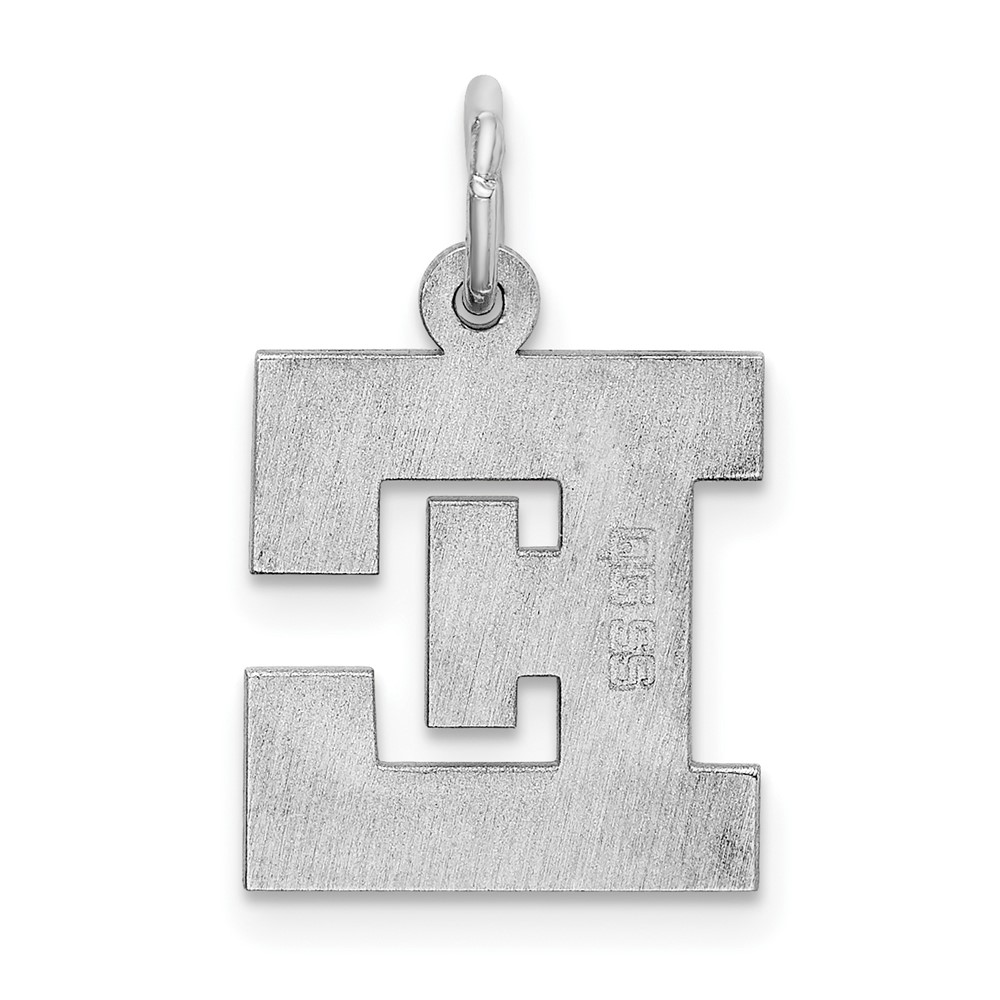 Sterling Silver Rhodium-plated Block Letter E Initial Charm (QC5095E)