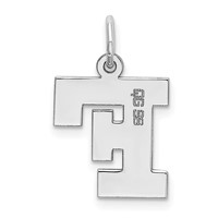 Sterling Silver Rhodium-plated Block Letter F Initial Charm view 3