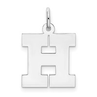 Sterling Silver Rhodium-plated Block Letter H Initial Charm view 1