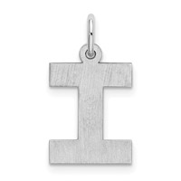 Sterling Silver Rhodium-plated Block Letter I Initial Charm view 3