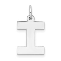 Sterling Silver Rhodium-plated Block Letter I Initial Charm view 1