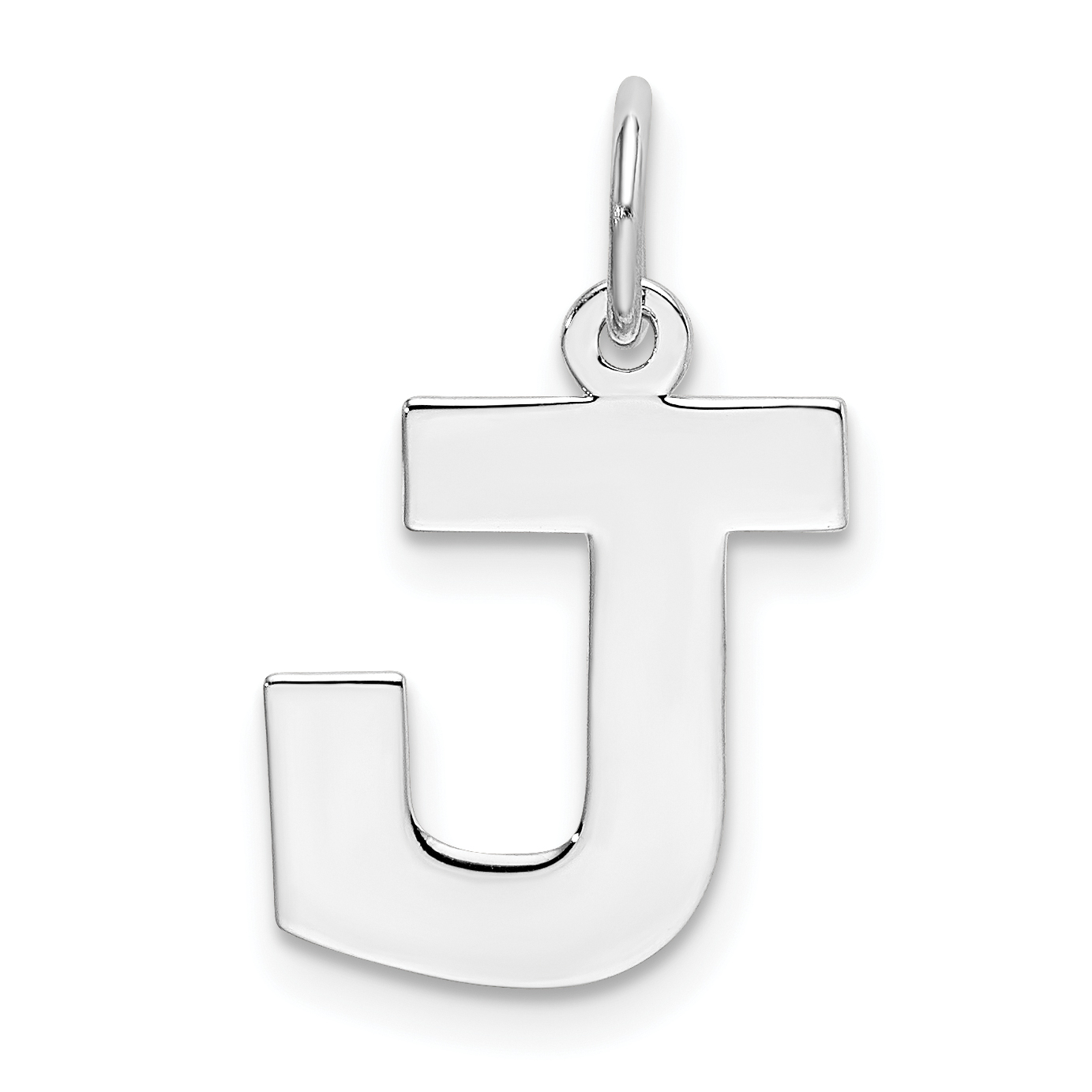 Sterling Silver Rhodium-plated Block Letter J Initial Charm (QC5095J)