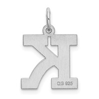Sterling Silver Rhodium-plated Block Letter K Initial Charm view 3