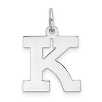 Sterling Silver Rhodium-plated Block Letter K Initial Charm view 1