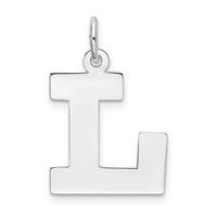 Sterling Silver Rhodium-plated Block Letter L Initial Charm view 1