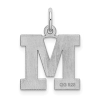 Sterling Silver Rhodium-plated Block Letter M Initial Charm view 3