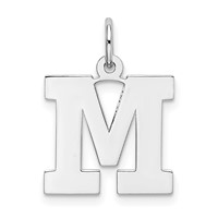 Sterling Silver Rhodium-plated Block Letter M Initial Charm view 1