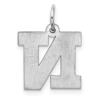 Sterling Silver Rhodium-plated Block Letter N Initial Charm view 3