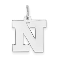 Sterling Silver Rhodium-plated Block Letter N Initial Charm view 1