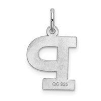 Sterling Silver Rhodium-plated Block Letter P Initial Charm view 3