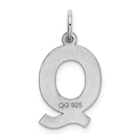 Sterling Silver Rhodium-plated Block Letter Q Initial Charm view 3
