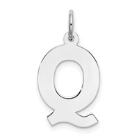 Sterling Silver Rhodium-plated Block Letter Q Initial Charm view 1
