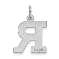 Sterling Silver Rhodium-plated Block Letter R Initial Charm view 3