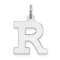 Sterling Silver Rhodium-plated Block Letter R Initial Charm view 1