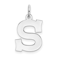 Sterling Silver Rhodium-plated Block Letter S Initial Charm view 1