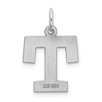 Sterling Silver Rhodium-plated Block Letter T Initial Charm view 3