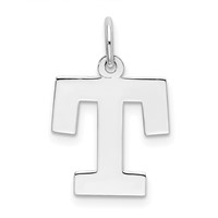 Sterling Silver Rhodium-plated Block Letter T Initial Charm view 1