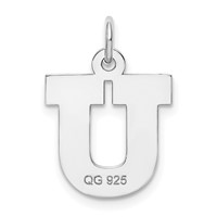 Sterling Silver Rhodium-plated Block Letter U Initial Charm view 3