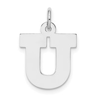 Sterling Silver Rhodium-plated Block Letter U Initial Charm view 1