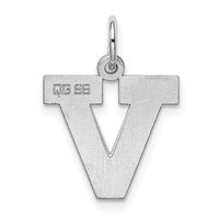 Sterling Silver Rhodium-plated Block Letter V Initial Charm view 3