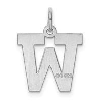 Sterling Silver Rhodium-plated Block Letter W Initial Charm view 3