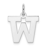 Sterling Silver Rhodium-plated Block Letter W Initial Charm view 1