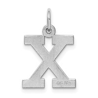 Sterling Silver Rhodium-plated Block Letter X Initial Charm view 3