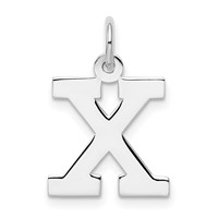 Sterling Silver Rhodium-plated Block Letter X Initial Charm view 1