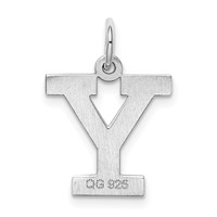 Sterling Silver Rhodium-plated Block Letter Y Initial Charm view 3