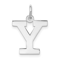 Sterling Silver Rhodium-plated Block Letter Y Initial Charm view 1