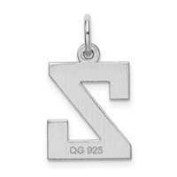 Sterling Silver Rhodium-plated Block Letter Z Initial Charm view 3