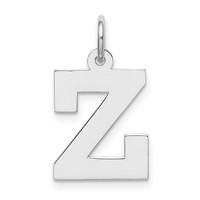 Sterling Silver Rhodium-plated Block Letter Z Initial Charm view 1