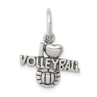 Sterling Silver Antique I (heart) Volleyball Charm view 1