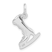 Sterling Silver 3-D Polished Ice Skate Charm view 1