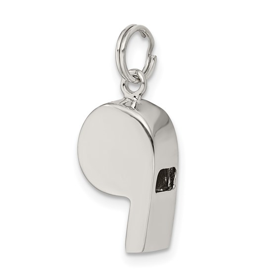Sterling Silver Rhodium-plated Polished Whistle Charm