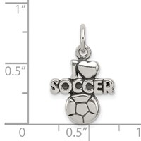 Sterling Silver Antique I (heart) Soccer Charm view 3