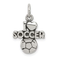 Sterling Silver Antique I (heart) Soccer Charm view 1
