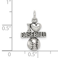 Sterling Silver Antique I (heart) Baseball Charm view 3