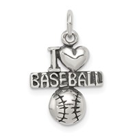 Sterling Silver Antique I (heart) Baseball Charm view 1